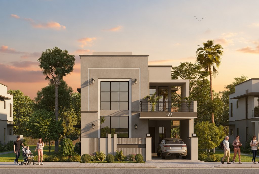 Modern villa elevation