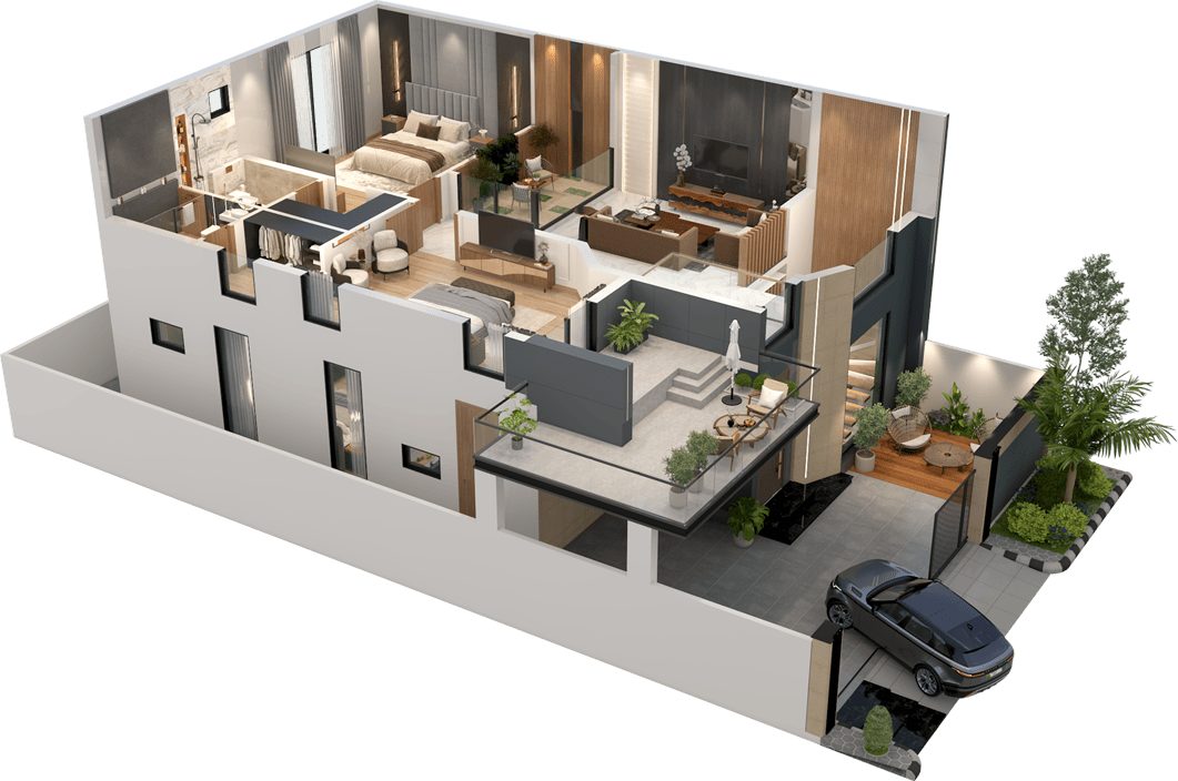 10 Marla villa first floor 3D layout plan