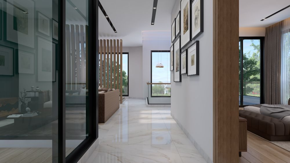 First-floor lounge lobby with marble floor and glass partition (same image is used on the 10 Marla page)