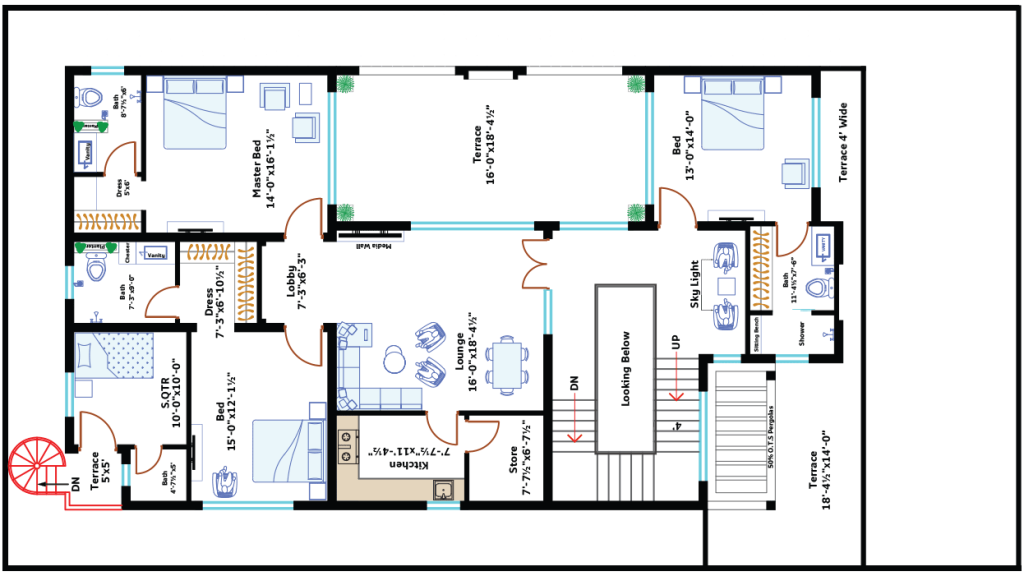 1 Kanal First Floor Plan