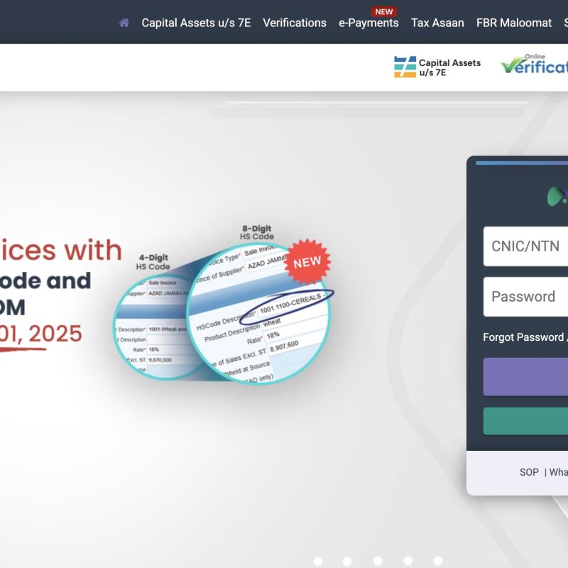 FBR Website for becoming a Filer from a Non-filer in Pakistan